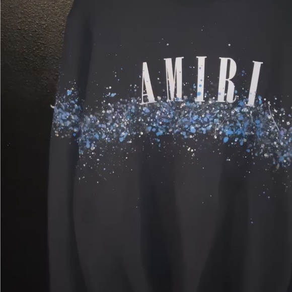 AMIRI Black Sweater with Blue and White Design